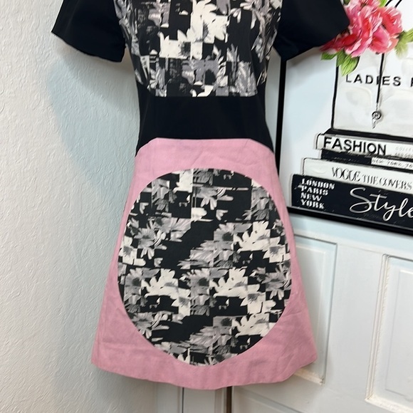 Tibi Black & Pink Arel Print Dress Size 4 - Picture 6 of 9